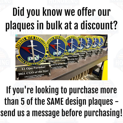 Custom Military Badge Plaque with Engravings - Your Military Emblem into a Personalized Plaque - Perfect Gift for ANY Military Personnel.