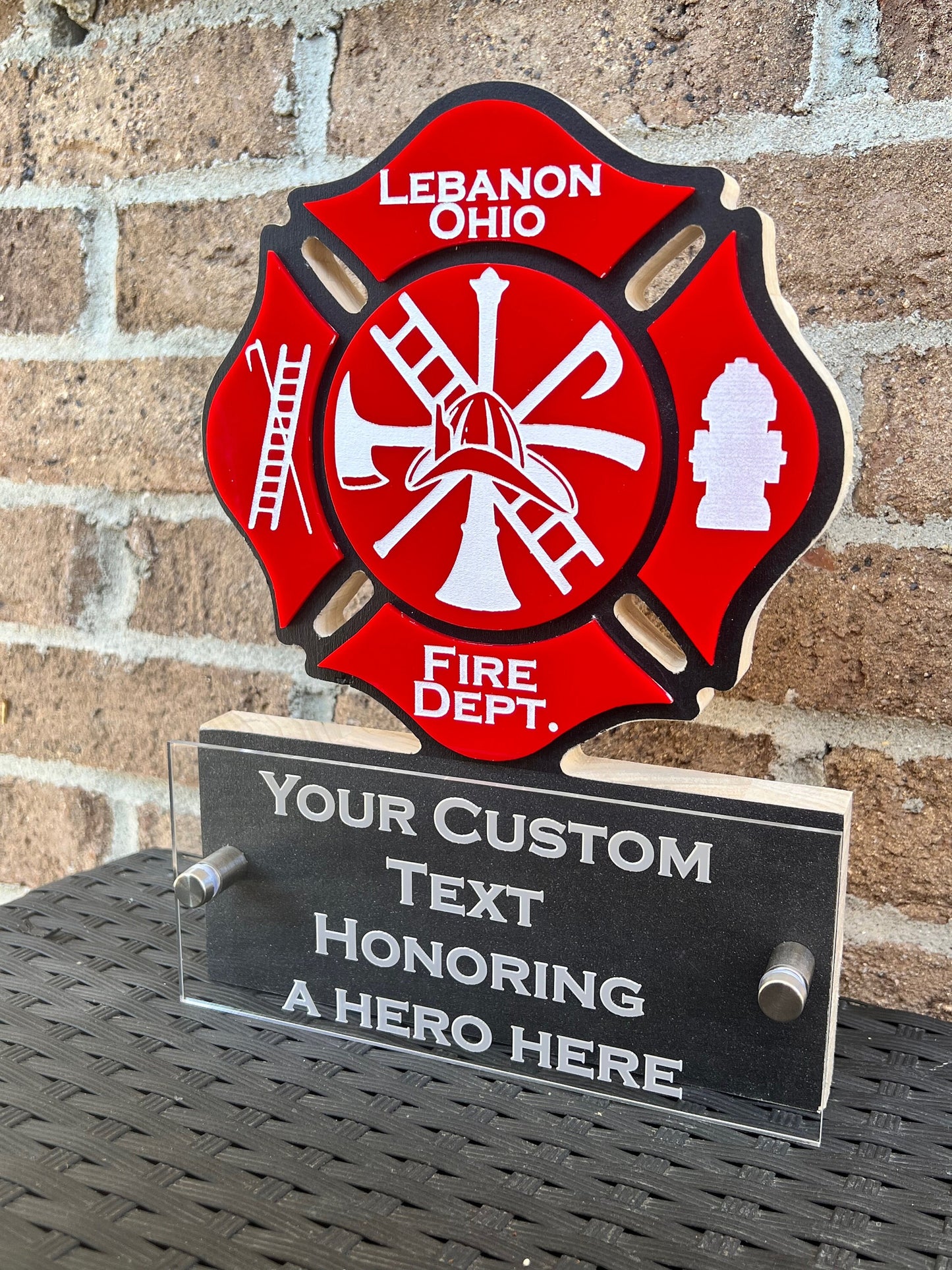 Personalized Maltese Cross Fire Fighter Desk Plaque