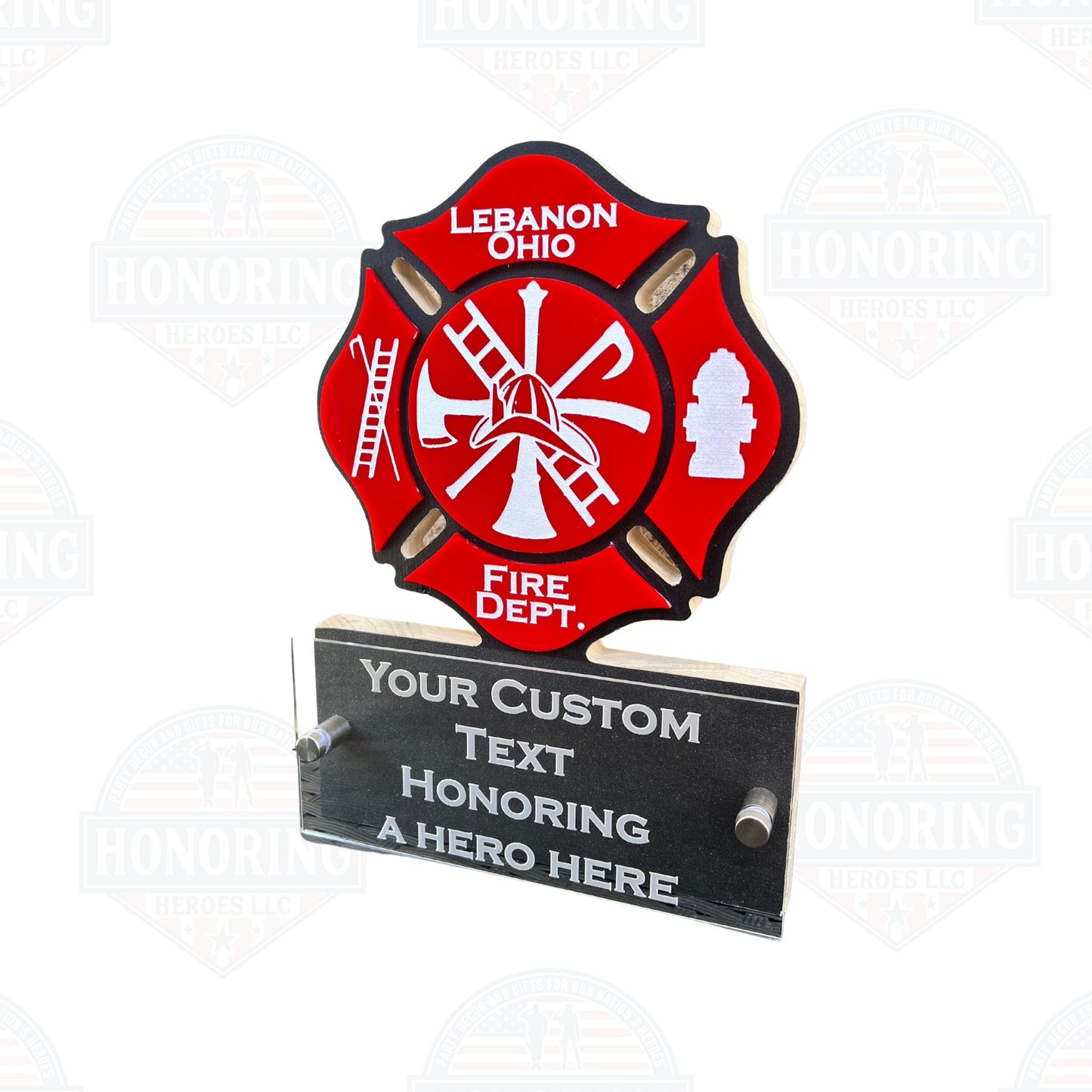 Personalized Maltese Cross Fire Fighter Desk Plaque