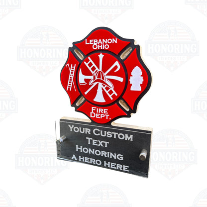 Personalized Maltese Cross Fire Fighter Desk Plaque
