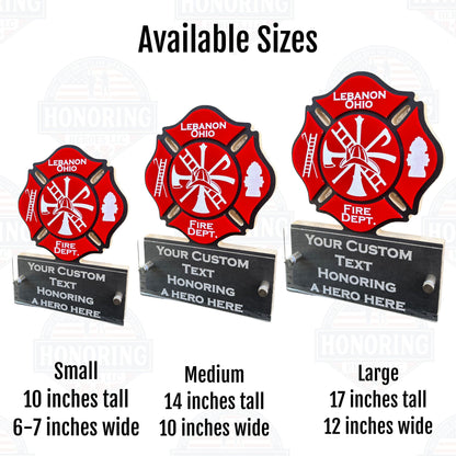 Personalized Maltese Cross Fire Fighter Desk Plaque