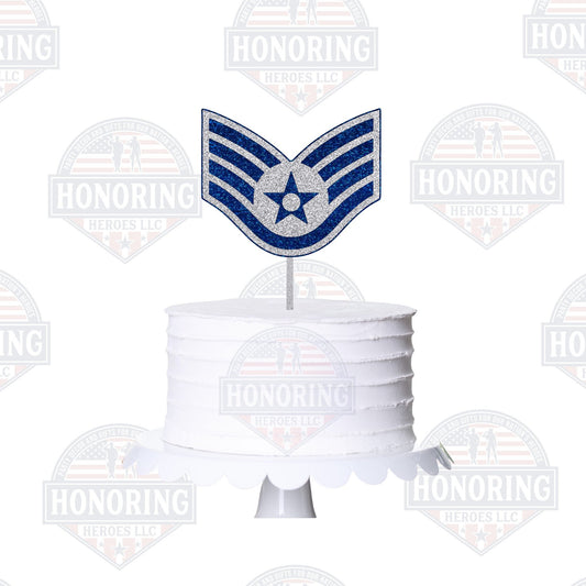 USAF Enlisted Rank Cake Topper - Glitter Air Force Retirement, Promotion NO SHED!