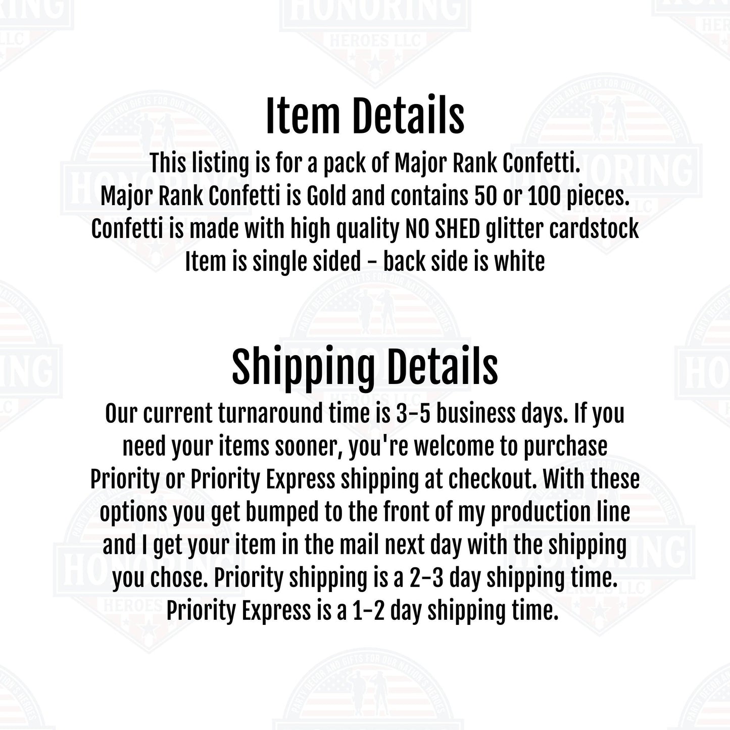 Military Rank Confetti - Gold Glitter Major/Lieutenant Commander Emblems NO SHED!