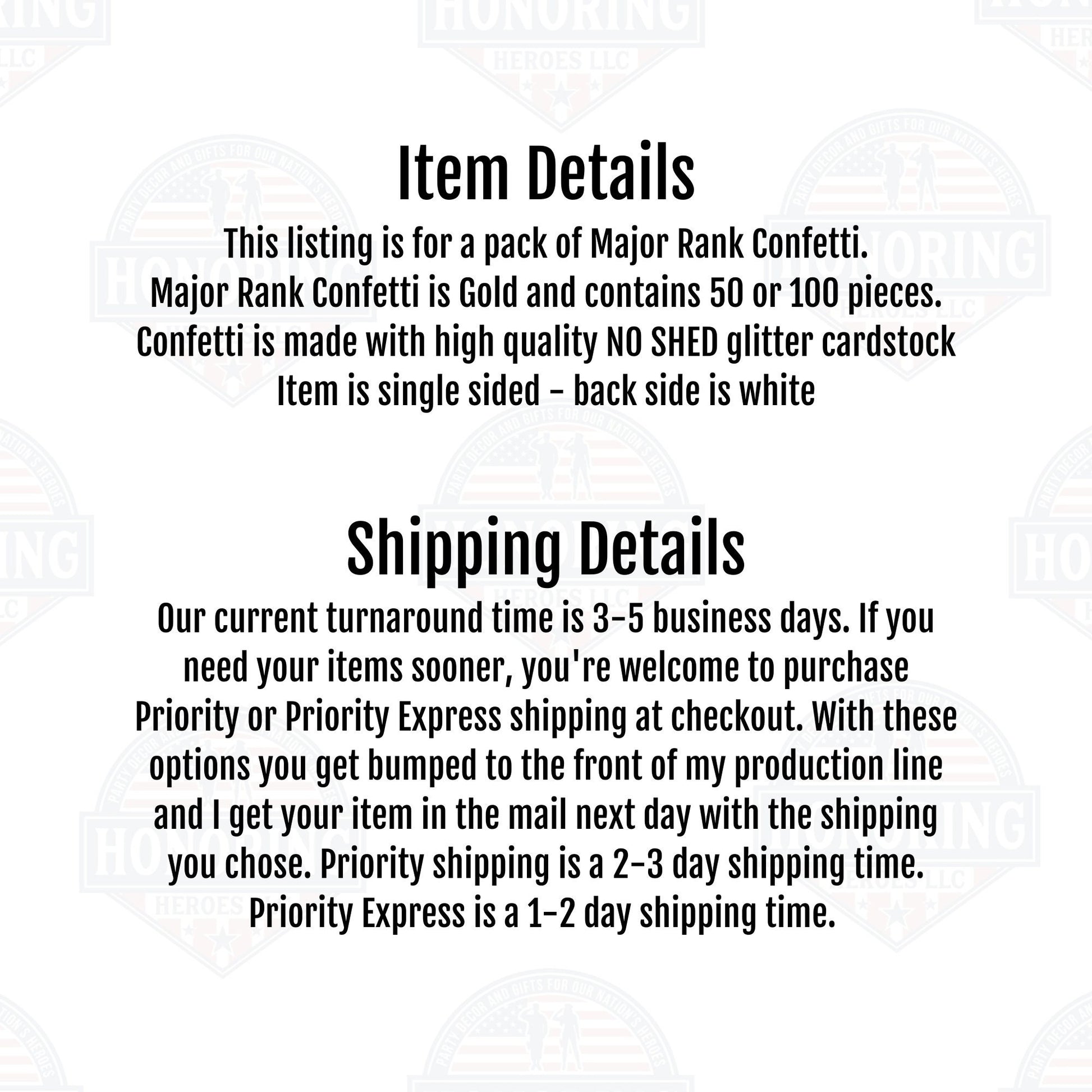 Military Rank Confetti - Gold Glitter Major/Lieutenant Commander Emblems NO SHED!