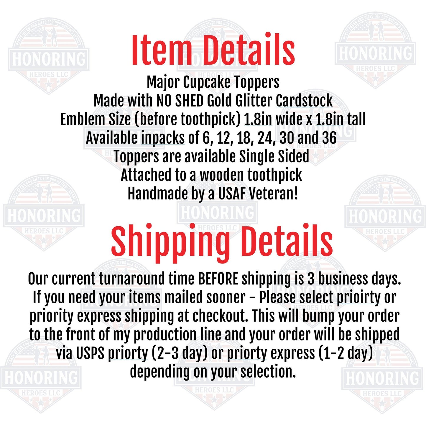 Military Major - Lieutenant Commander Cupcake Toppers. Perfect for All Military Branches - Maj. LCDR. Retirement or Promotion Decorations