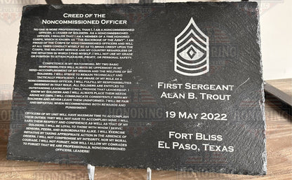 ARMY Personalized NCO Creed Engraved Slate Plate
