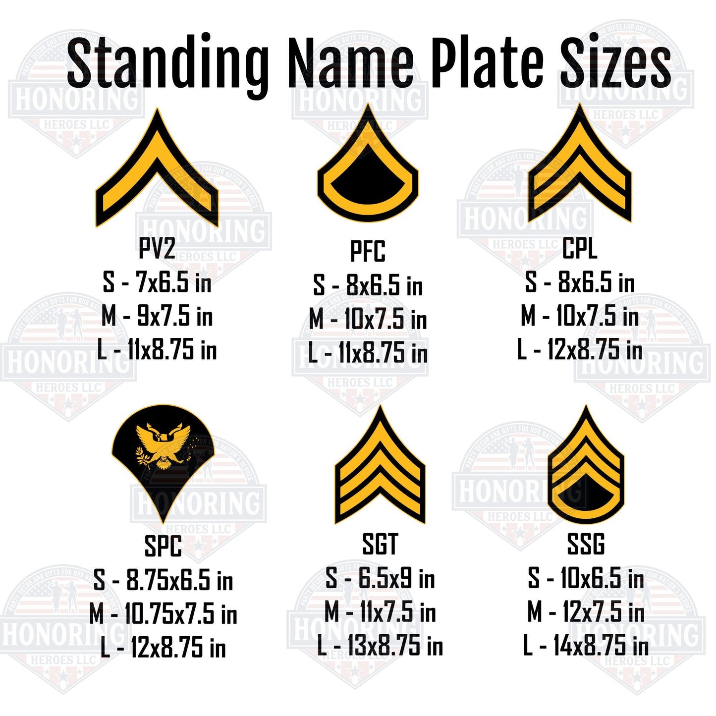 ARMY Rank Self Standing Name Plate - Army Enlisted Ranks - Army Promotion Gift - Army Retirement Gift - Army Name Plate
