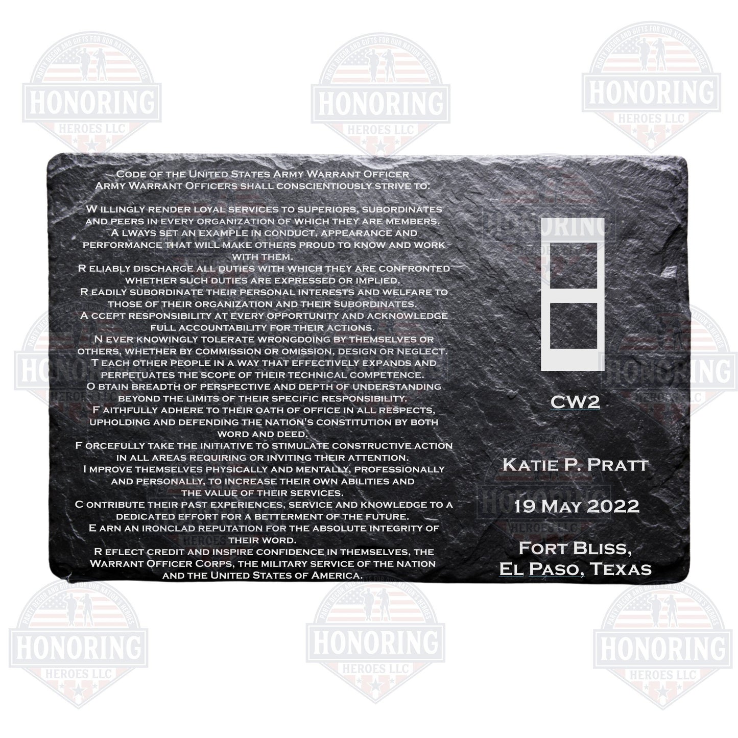 ARMY Personalized Warrant Officer Creed Engraved Slate Plate