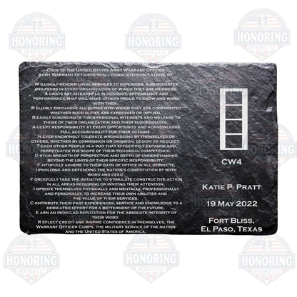 ARMY Personalized Warrant Officer Creed Engraved Slate Plate