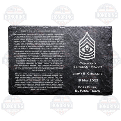 ARMY Personalized NCO Creed Engraved Slate Plate