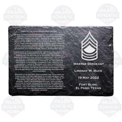 ARMY Personalized NCO Creed Engraved Slate Plate