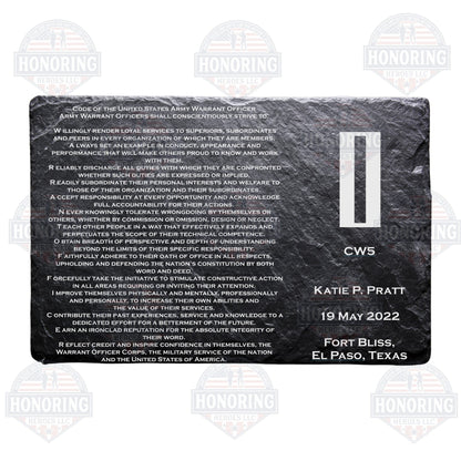 ARMY Personalized Warrant Officer Creed Engraved Slate Plate
