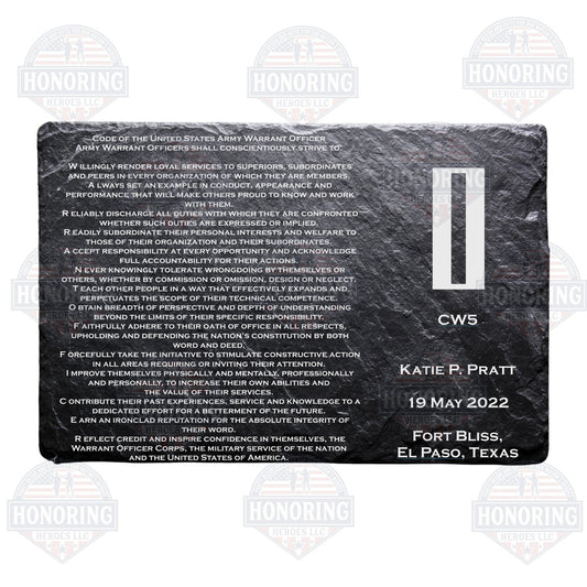 ARMY Personalized Warrant Officer Creed Engraved Slate Plate