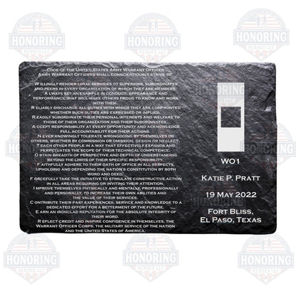 ARMY Personalized Warrant Officer Creed Engraved Slate Plate