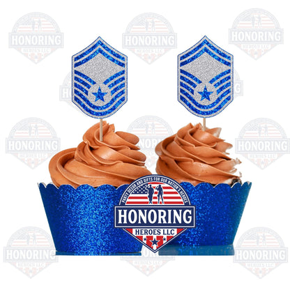 USAF SMSgt Cupcake Toppers - United States Air Force Senior Master Sergeant Cupcake Toppers