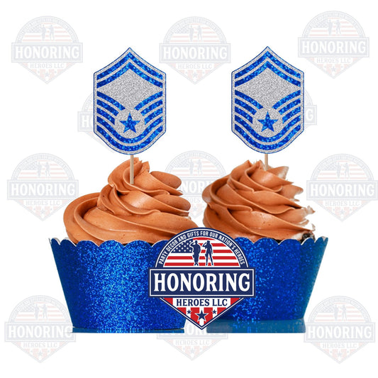 USAF SMSgt Cupcake Toppers - United States Air Force Senior Master Sergeant Cupcake Toppers