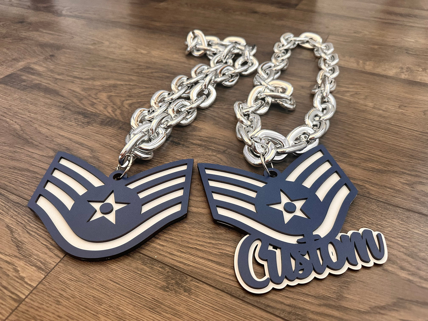 Air Force Enlisted Rank Light Up Necklace - USAF Promotion Necklace - USAF Retirement Necklace - Amn, A1C, SrA, SSgt, TSgt, MSgt,SMSgt,CMSgt