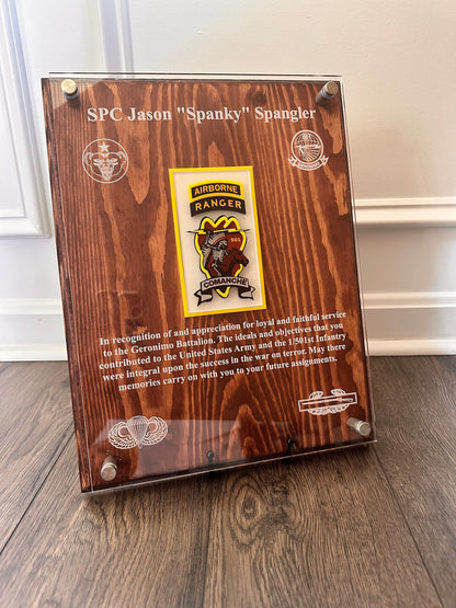 Military Plaque - Your Military Badge, Unit Emblem, Photographs, Ribbon Rack, etc.  put on a personalized plaque. Perfect Gift!