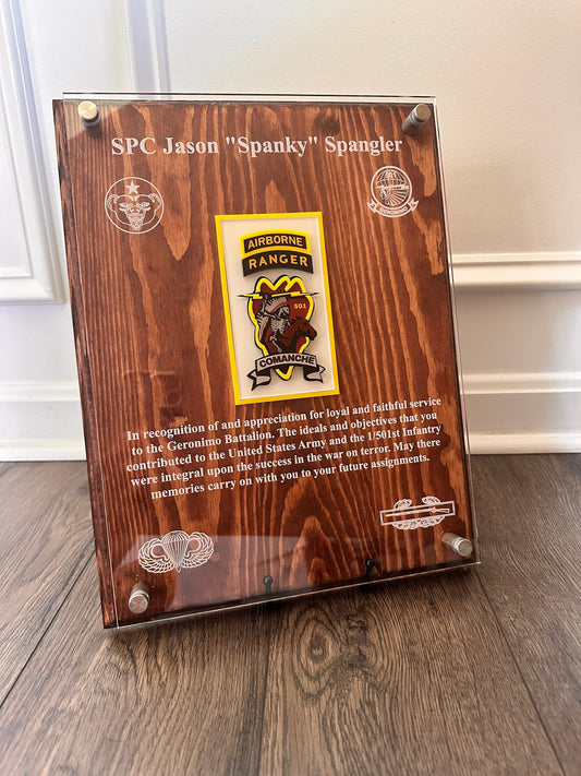 Military Plaque - Your Military Badge, Unit Emblem, Photographs, Ribbon Rack, etc.  put on a personalized plaque. Perfect Gift!