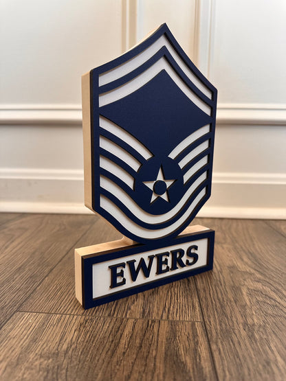 USAF Air Force Self Standing Enlisted Rank Name Plate