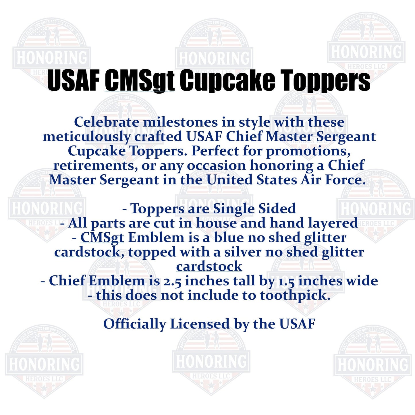 USAF CMSgt Cupcake Toppers - United States Air Force Chief Master Sergeant Cupcake Toppers