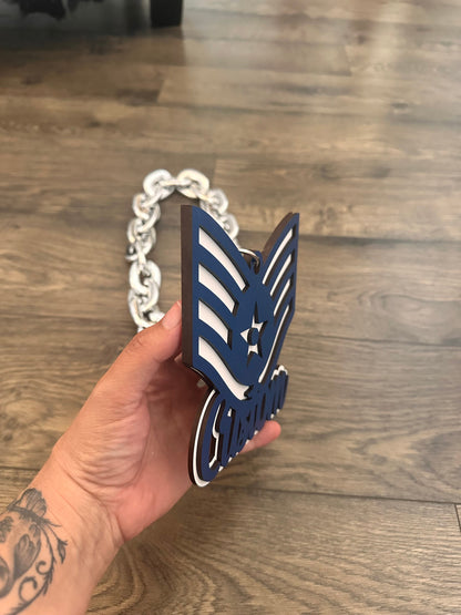 Air Force Enlisted Rank Light Up Necklace - USAF Promotion Necklace - USAF Retirement Necklace - Amn, A1C, SrA, SSgt, TSgt, MSgt,SMSgt,CMSgt