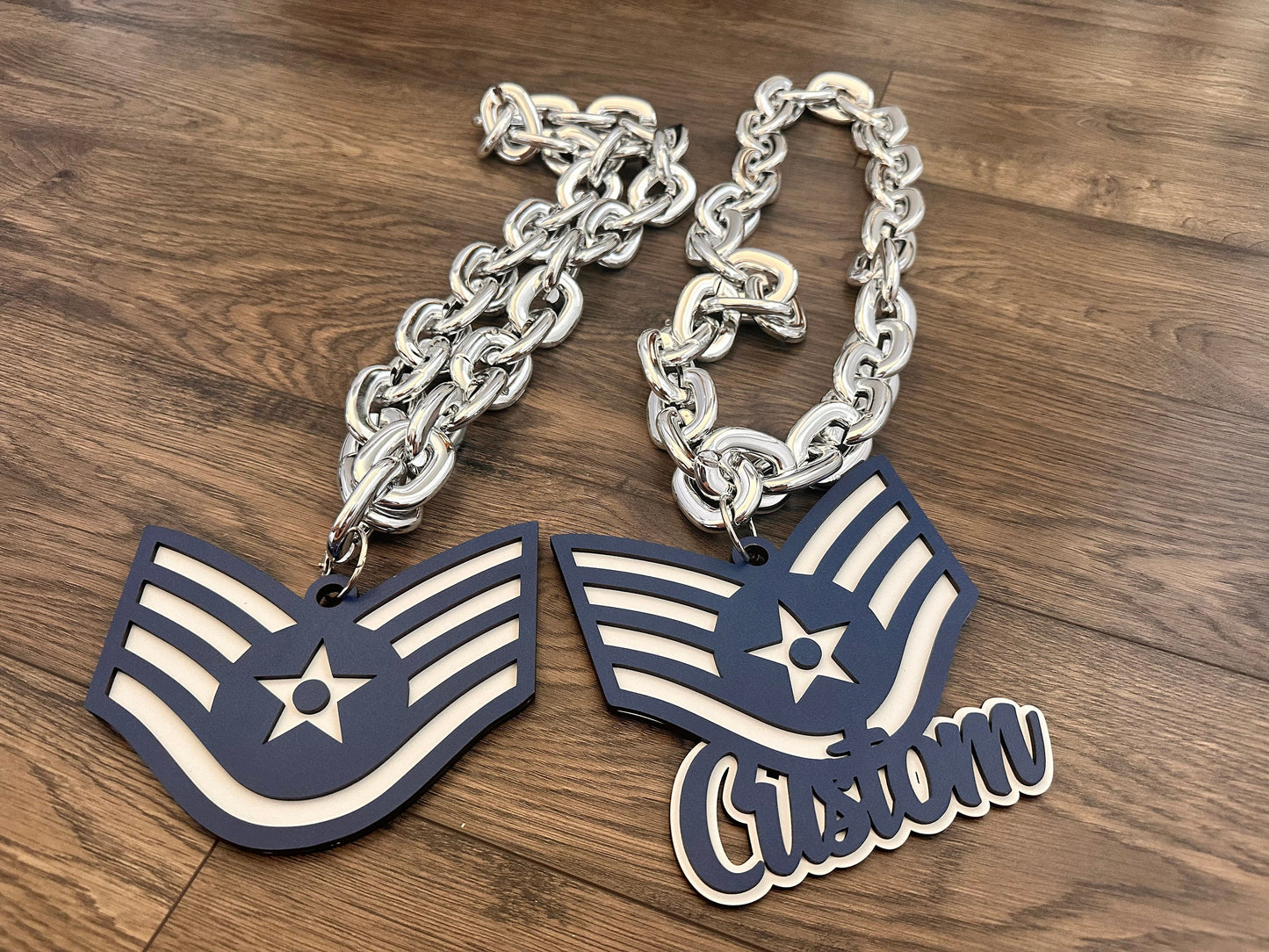 Air Force Enlisted Rank Light Up Necklace - USAF Promotion Necklace - USAF Retirement Necklace - Amn, A1C, SrA, SSgt, TSgt, MSgt,SMSgt,CMSgt