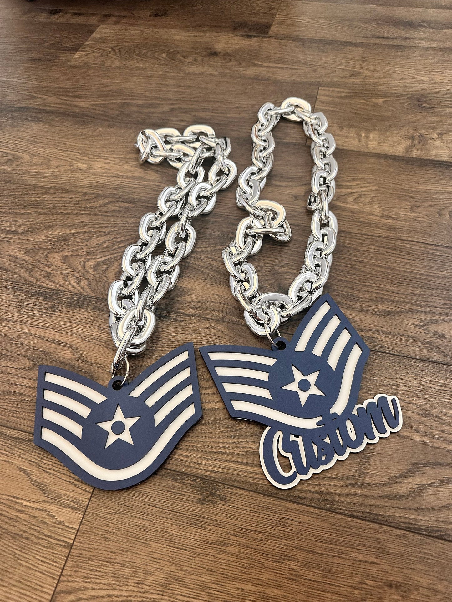 Air Force Enlisted Rank Light Up Necklace - USAF Promotion Necklace - USAF Retirement Necklace - Amn, A1C, SrA, SSgt, TSgt, MSgt,SMSgt,CMSgt