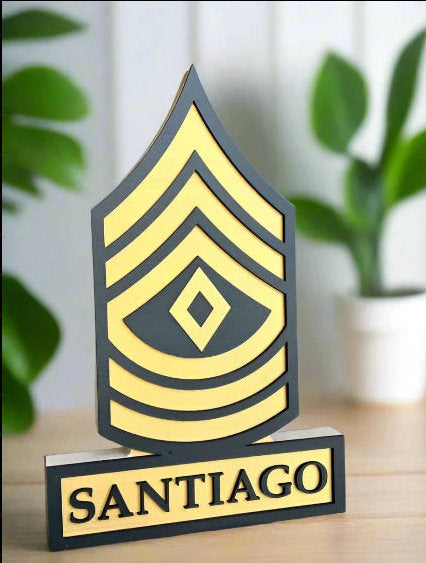 ARMY Rank Self Standing Name Plate - Army Enlisted Ranks - Army Promotion Gift - Army Retirement Gift - Army Name Plate