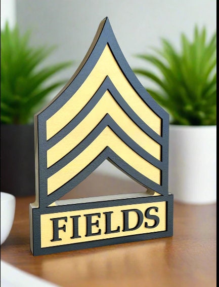 ARMY Rank Self Standing Name Plate - Army Enlisted Ranks - Army Promotion Gift - Army Retirement Gift - Army Name Plate
