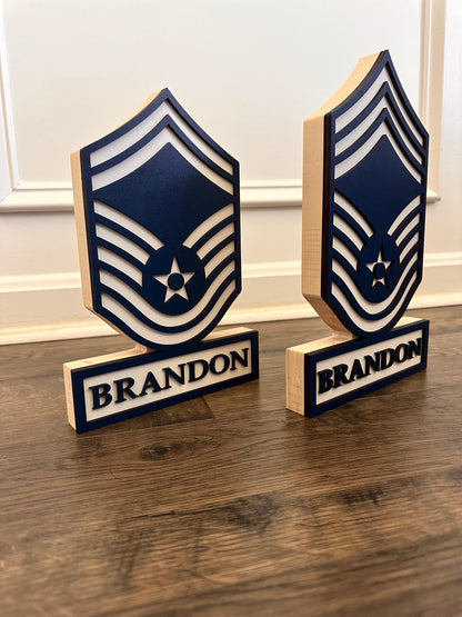 USAF Air Force Self Standing Enlisted Rank Name Plate