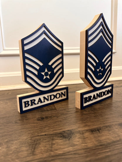 USAF Self Standing Rank Name Plate - United States Air Force Self Standing Rank Name Plate
