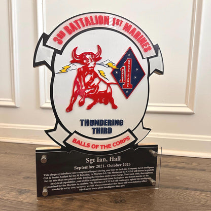Custom Military Badge Plaque with Engravings - Your Military Emblem into a Personalized Plaque - Perfect Gift for ANY Military Personnel.