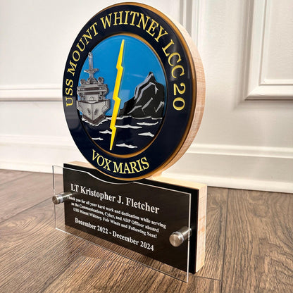 Custom Military Badge Plaque with Engravings - Your Military Emblem into a Personalized Plaque - Perfect Gift for ANY Military Personnel.