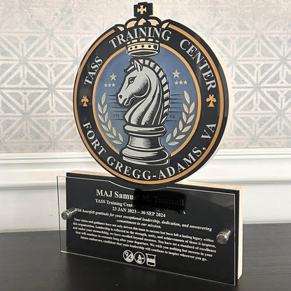 Custom Military Badge Plaque with Engravings - Your Military Emblem into a Personalized Plaque - Perfect Gift for ANY Military Personnel.