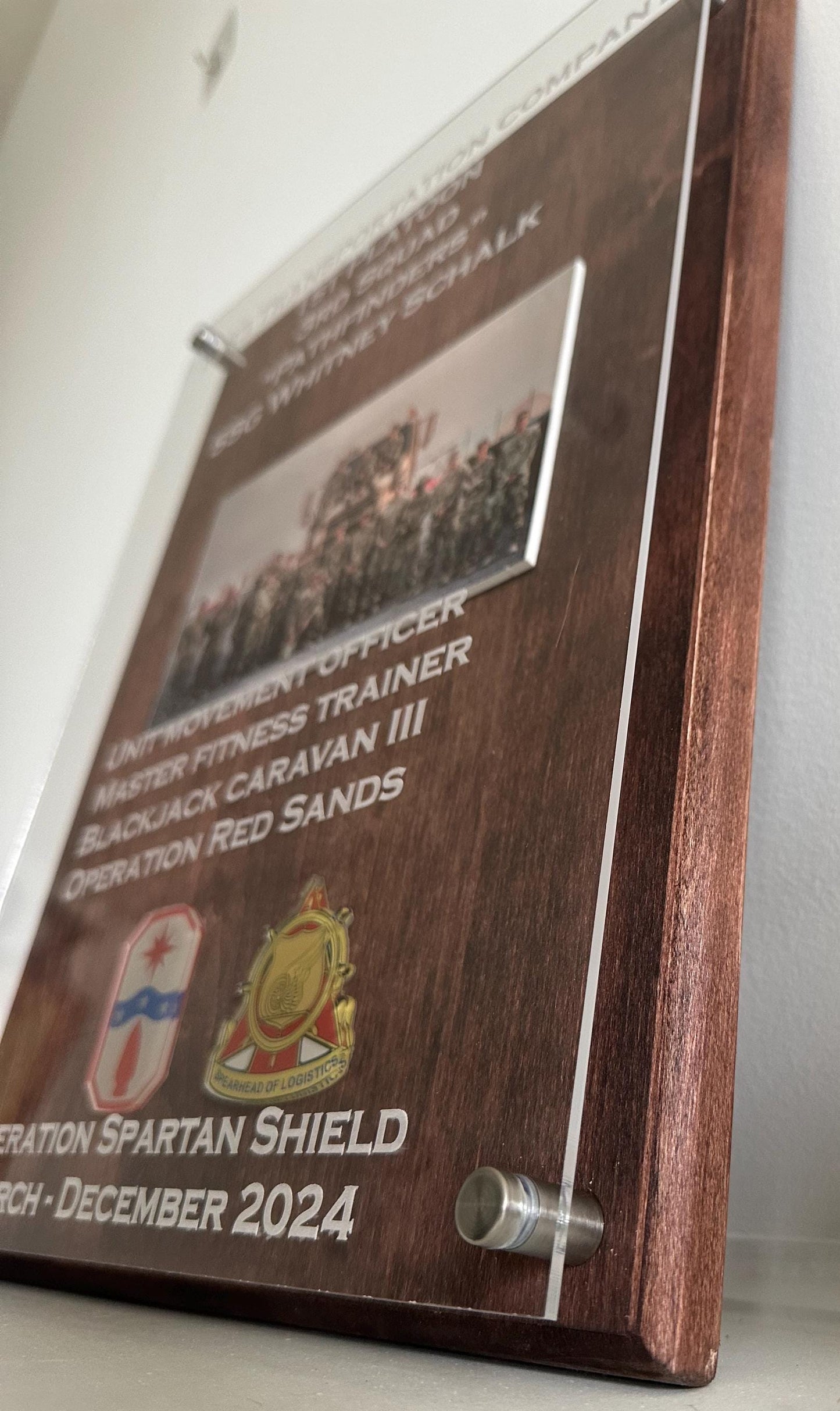 Military Plaque - Your Military Badge, Unit Emblem, Photographs, Ribbon Rack, etc.  put on a personalized plaque. Perfect Gift!