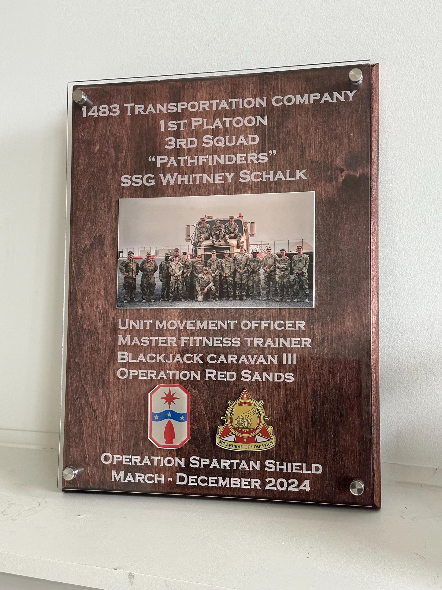 Military Plaque - Your Military Badge, Unit Emblem, Photographs, Ribbon Rack, etc.  put on a personalized plaque. Perfect Gift!