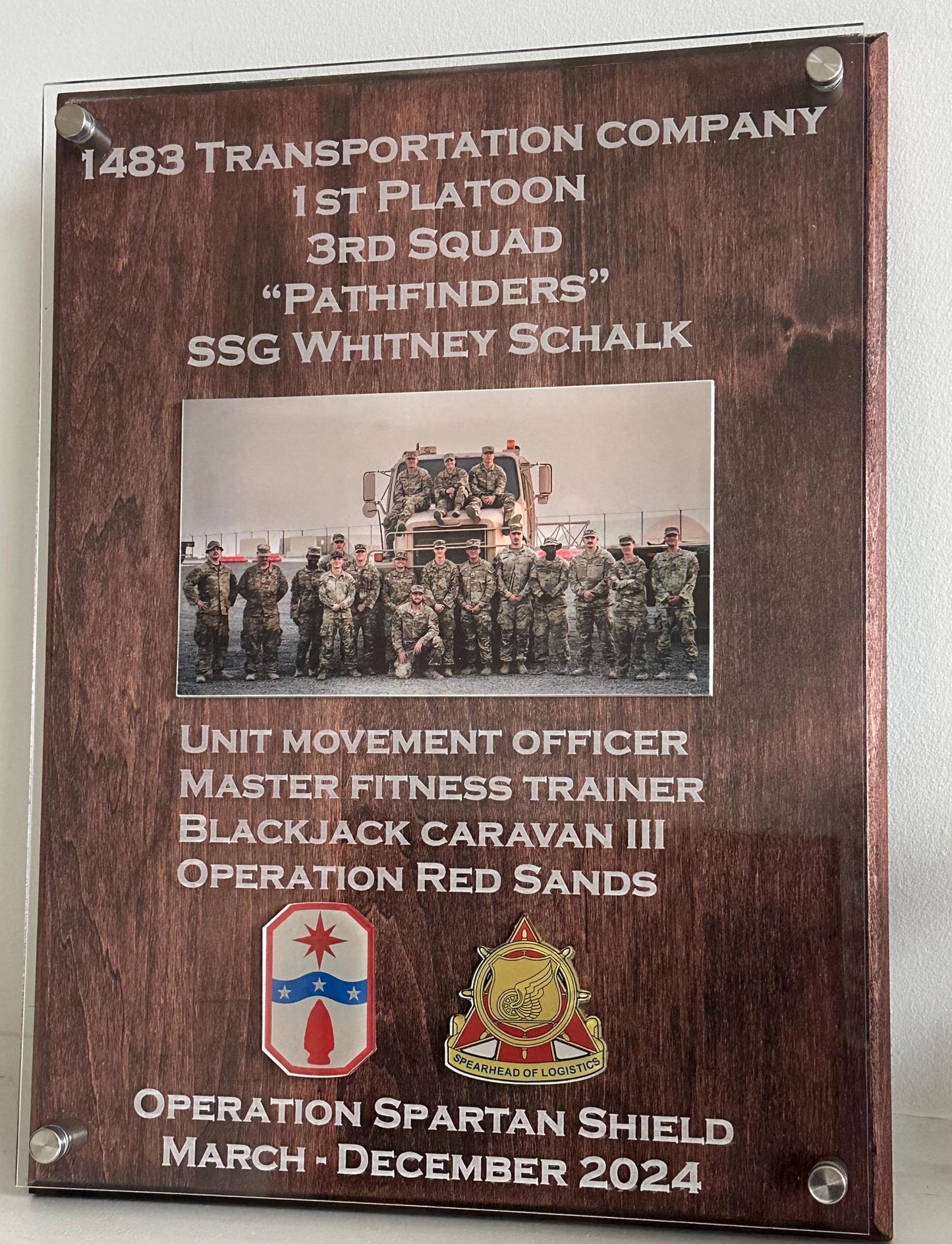 Military Plaque - Your Military Badge, Unit Emblem, Photographs, Ribbon Rack, etc.  put on a personalized plaque. Perfect Gift!