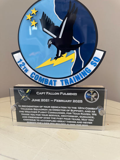 Custom Military Badge Plaque with Engravings - Your Military Emblem into a Personalized Plaque - Perfect Gift for ANY Military Personnel.