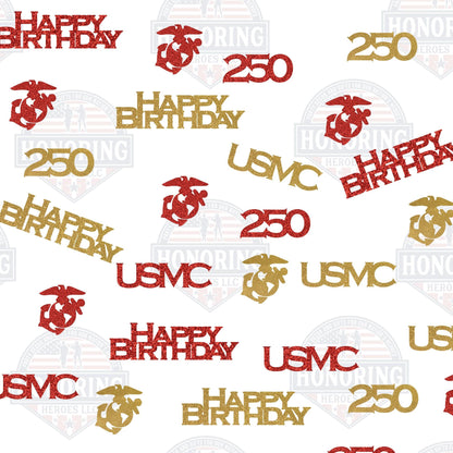 USMC 250th Birthday Confetti. Happy Birthday U.S. Marine Corp.