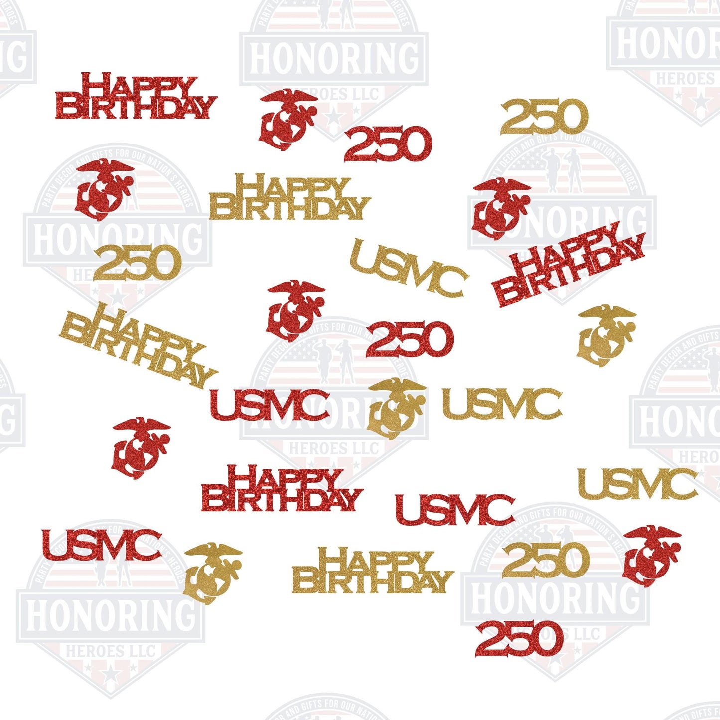 USMC 250th Birthday Confetti. Happy Birthday U.S. Marine Corp.