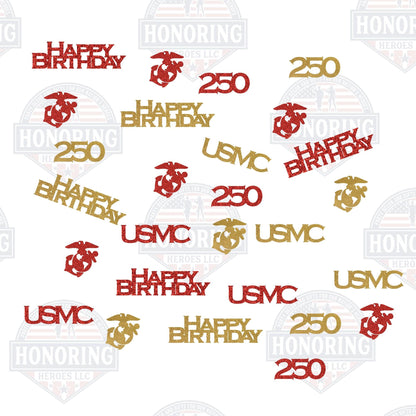 USMC 250th Birthday Confetti. Happy Birthday U.S. Marine Corp.