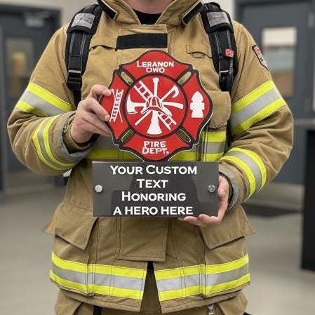 Personalized Maltese Cross Fire Fighter Desk Plaque