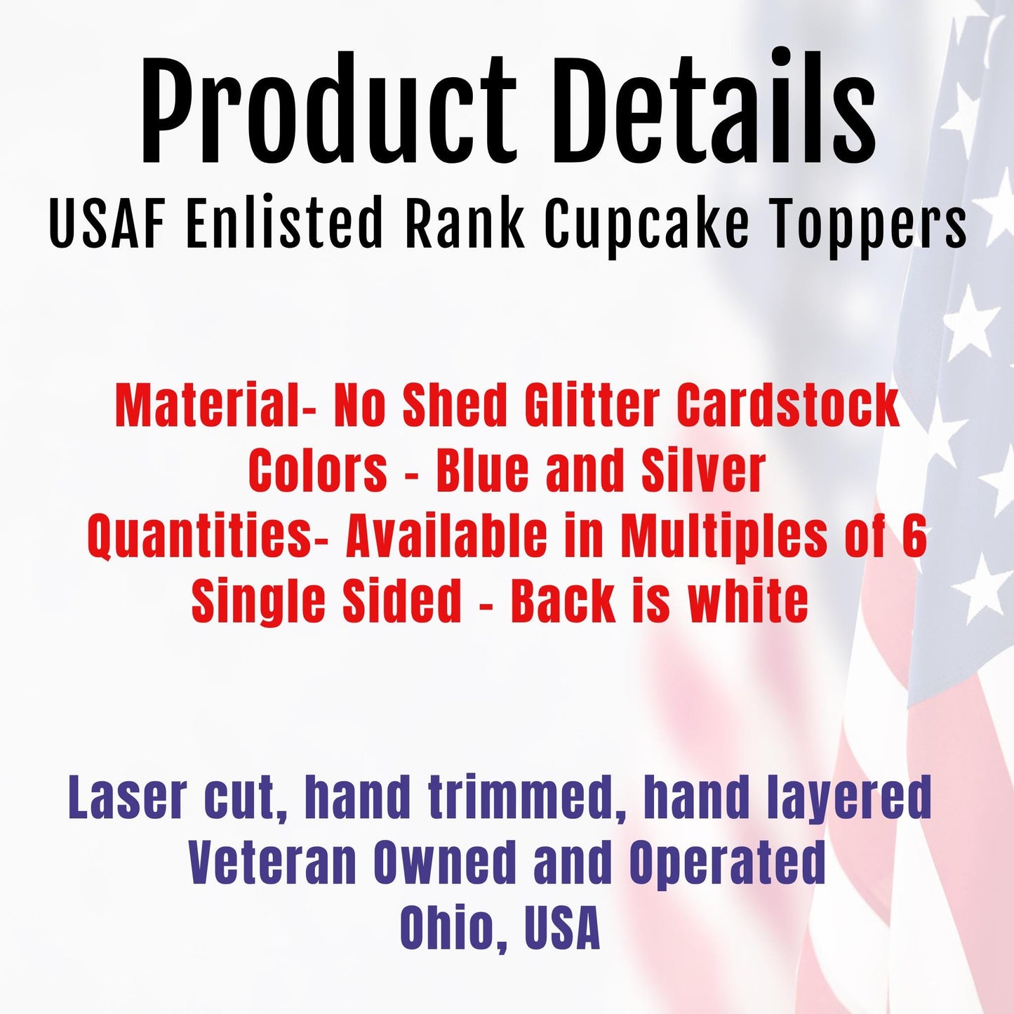 Air Force Enlisted Rank Cupcake Toppers