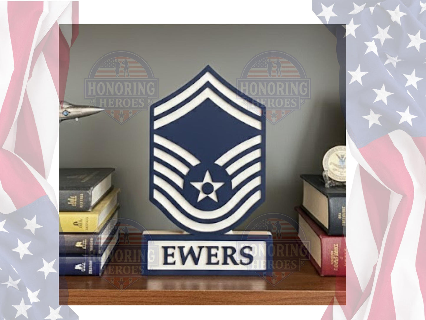 USAF Self Standing Rank Name Plate - United States Air Force Self Standing Rank Name Plate