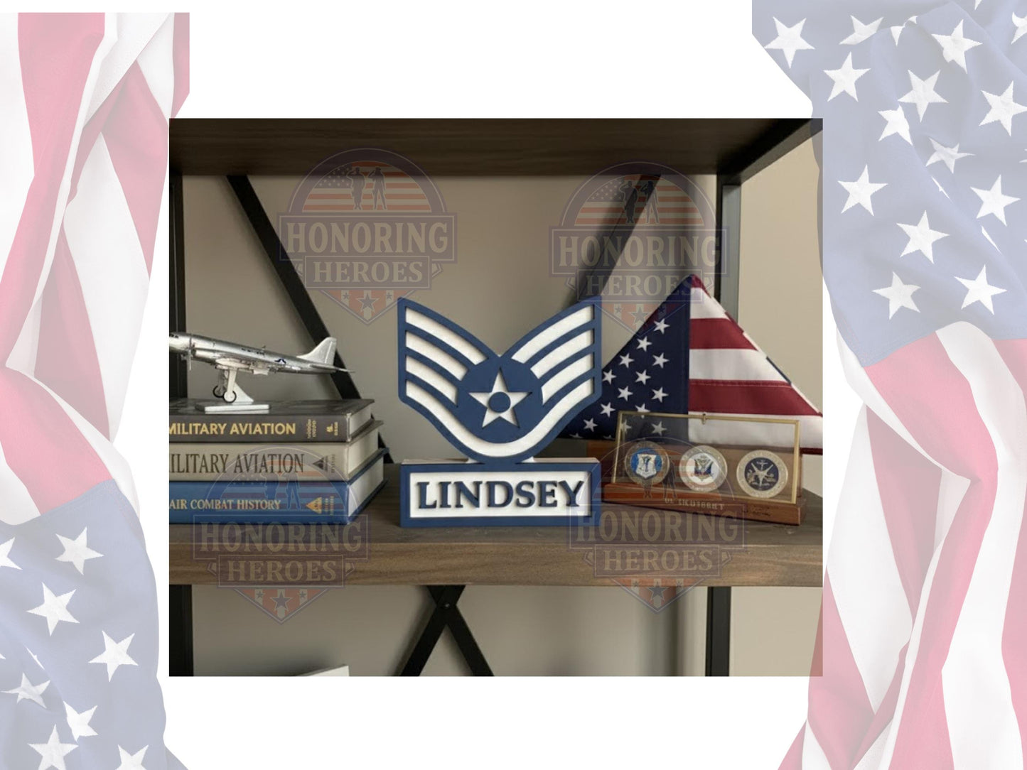 USAF Self Standing Rank Name Plate - United States Air Force Self Standing Rank Name Plate