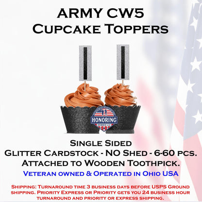 U.S. Army Chief Warrant Officer 5 (CWO5) Cupcake Toppers - Officially Licensed Promotion Decor - NO Shed Glitter Cardstock