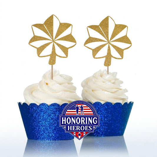 Maj - Major Cupcake Toppers - USAF O-4 Rank Promotion Decor - No-Shed Glitter - Officially Licensed