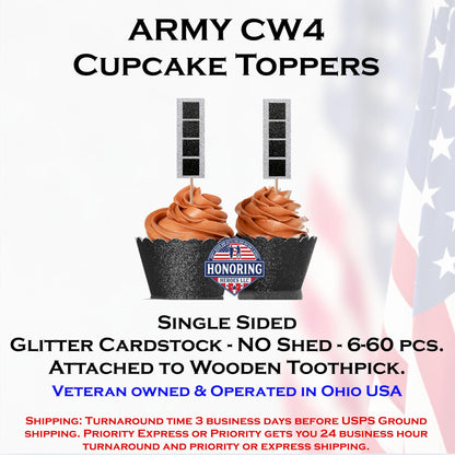 U.S. Army Chief Warrant Officer 4 (CWO4) Cupcake Toppers - Officially Licensed Promotion Decor - NO Shed Glitter Cardstock