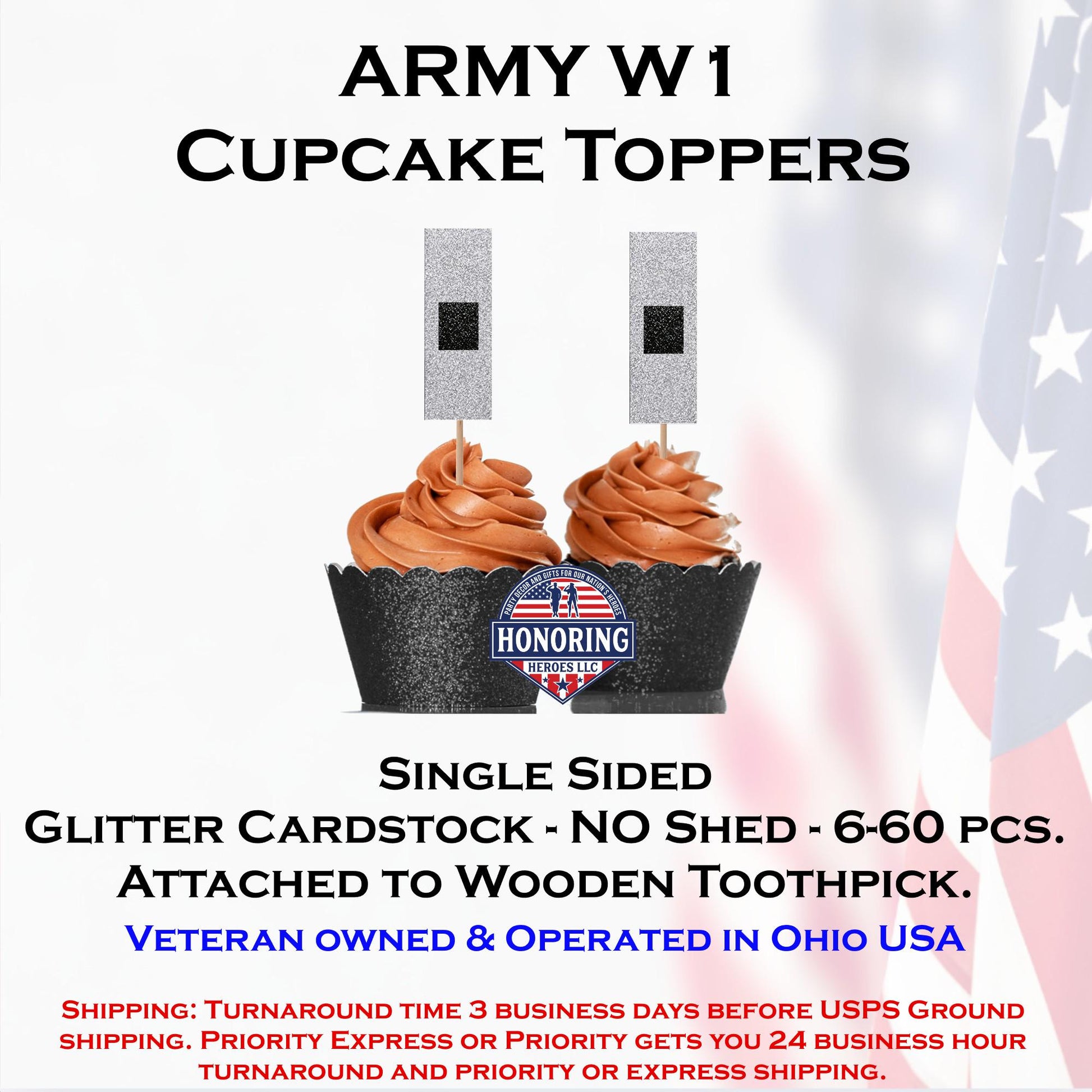 U.S. Army Warrant Officer 1 (WO1) Cupcake Toppers - Officially Licensed Promotion Decor - NO Shed Glitter Cardstock
